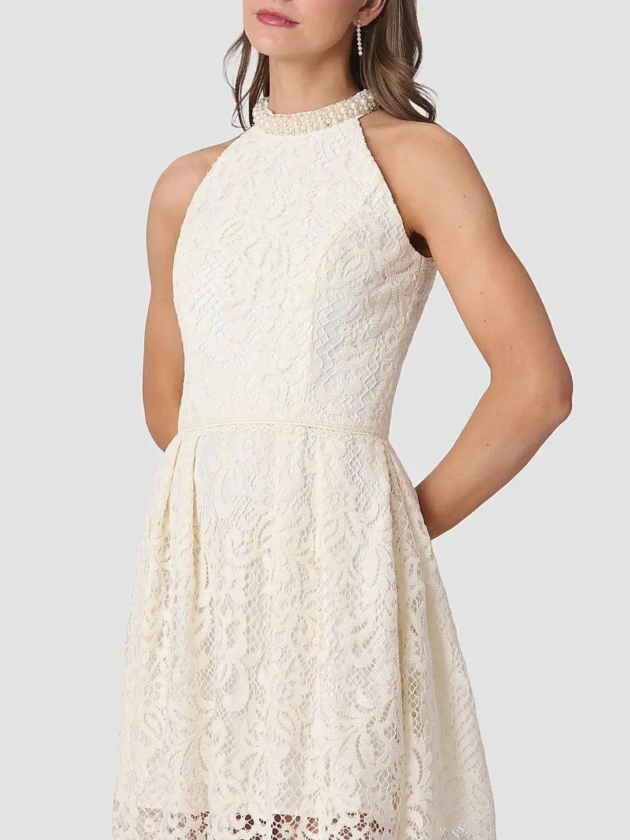 Shoshanna Women's Cooper Lace Embellished-Neck Mini Dress | Thumbnail 4 Shoshanna Women's Cooper Lace Embellished-Neck Mini Dress | Thumbnail 4