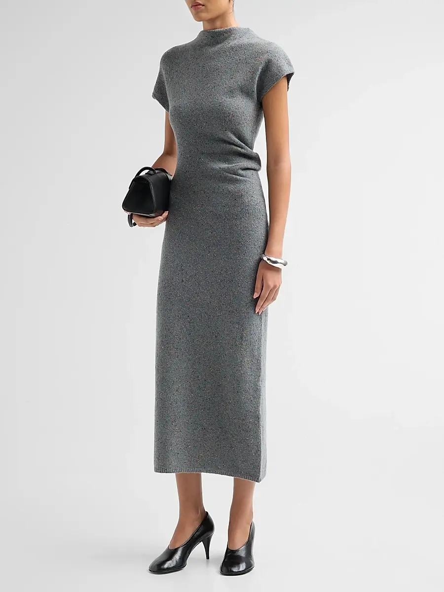 Proenza Schouler Women's Abie Donegal-Knit Wool Midi Dress | Thumbnail 4 Proenza Schouler Women's Abie Donegal-Knit Wool Midi Dress | Thumbnail 4