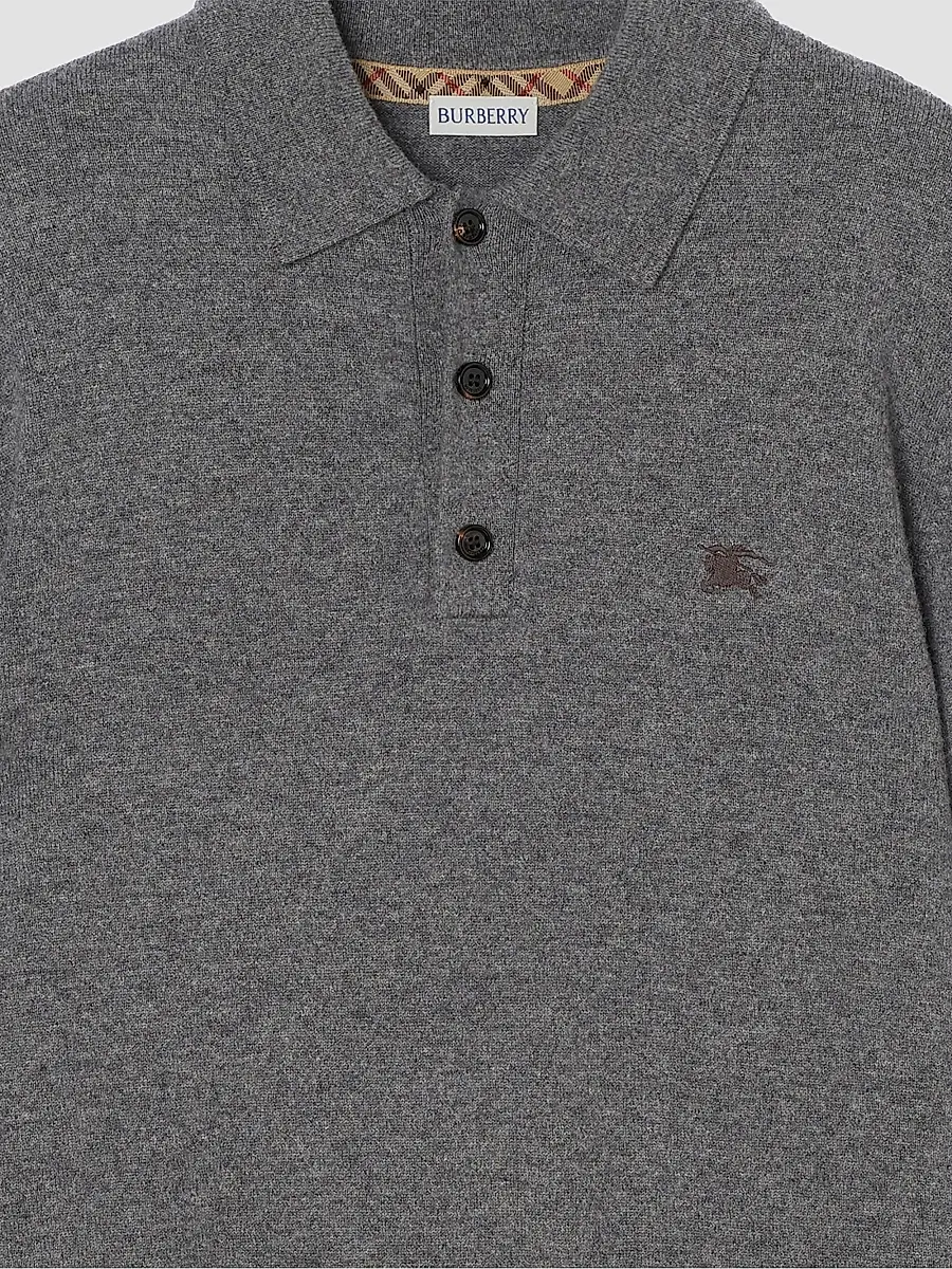 Burberry Men's Carson EKD Cashmere-Blend Polo Shirt | Thumbnail 2