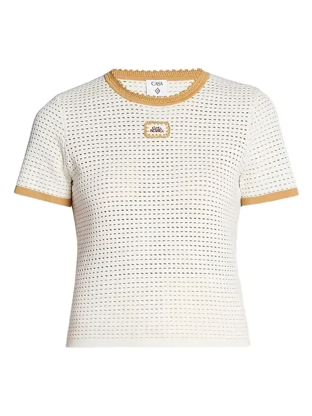 Casablanca Women's Perforated Cotton Knit Crewneck T-Shirt