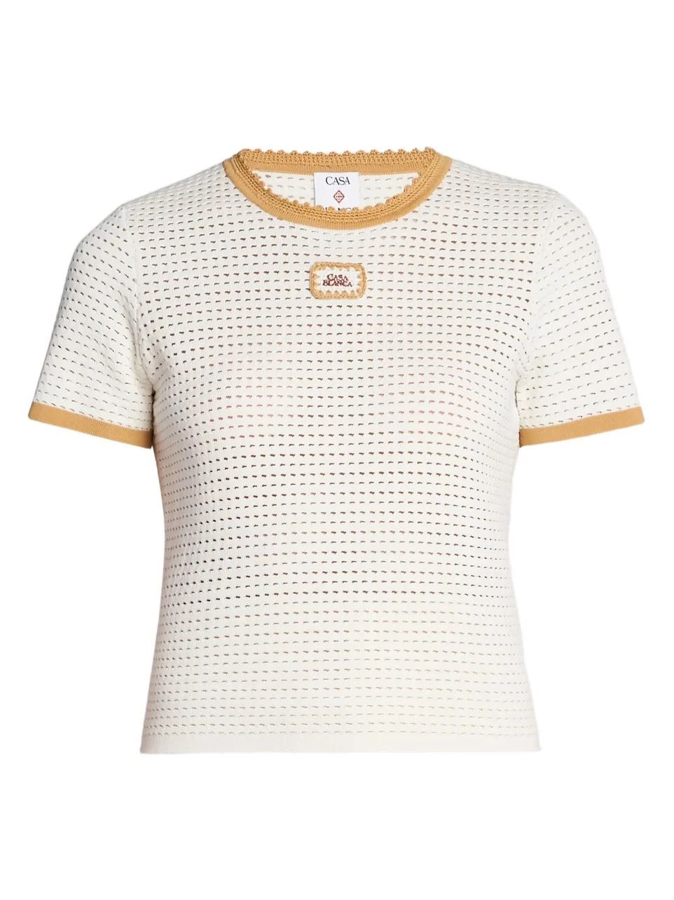 Women's Perforated Cotton Knit Crewneck T-Shirt Women's Perforated Cotton Knit Crewneck T-Shirt
