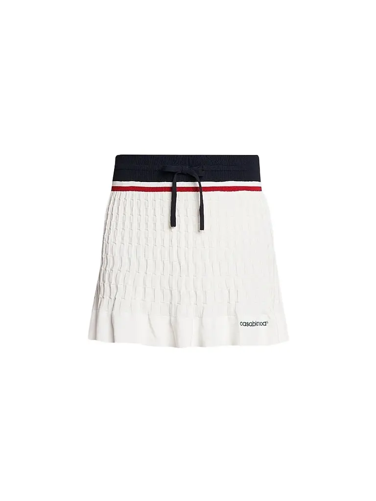 Casablanca Women's Cable-Knit Drawstring Miniskirt - White Navy | Image 1 Casablanca Women's Cable-Knit Drawstring Miniskirt - White Navy | Image 1