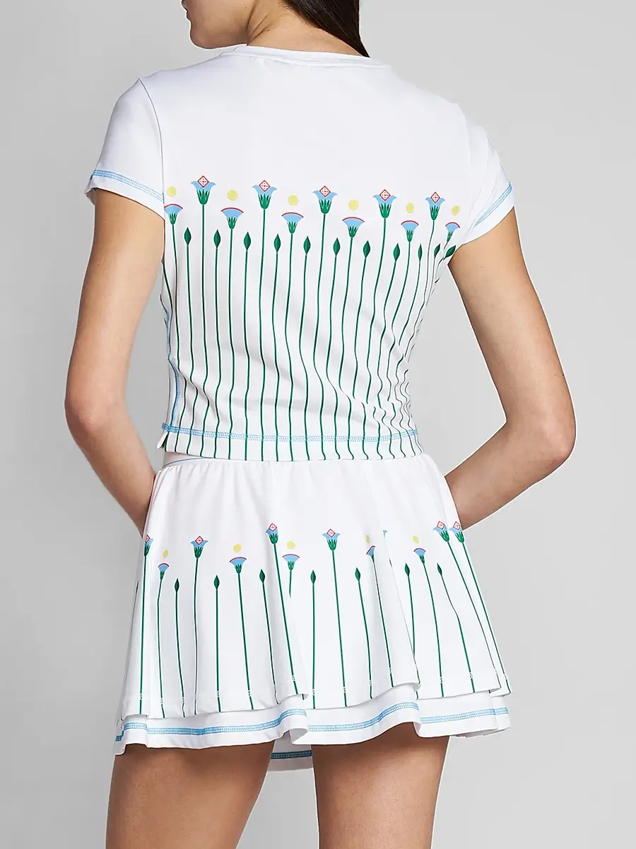 Casablanca Women's Floral Quarter-Zip Tennis Top | Thumbnail 3