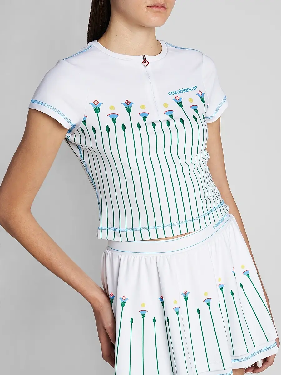 Casablanca Women's Floral Quarter-Zip Tennis Top | Thumbnail 5