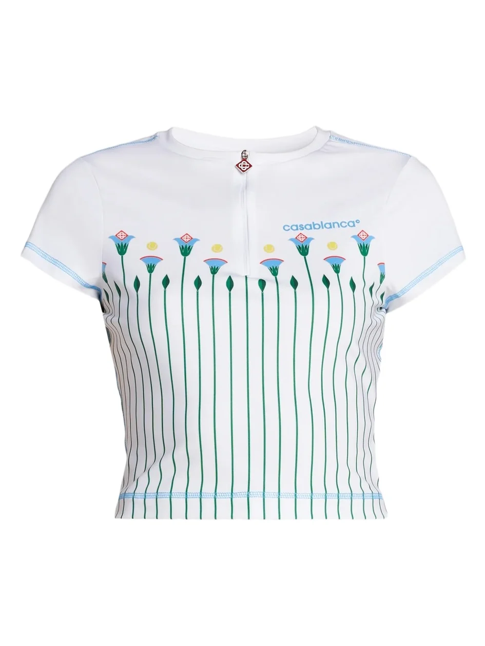 Casablanca Women's Floral Quarter-Zip Tennis Top