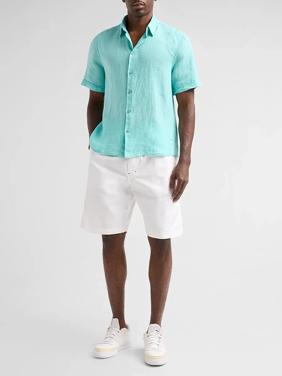 Vilebrequin Men's Mineral-Dye Linen Short-Sleeve Shirt | Thumbnail 2 Vilebrequin Men's Mineral-Dye Linen Short-Sleeve Shirt | Thumbnail 2