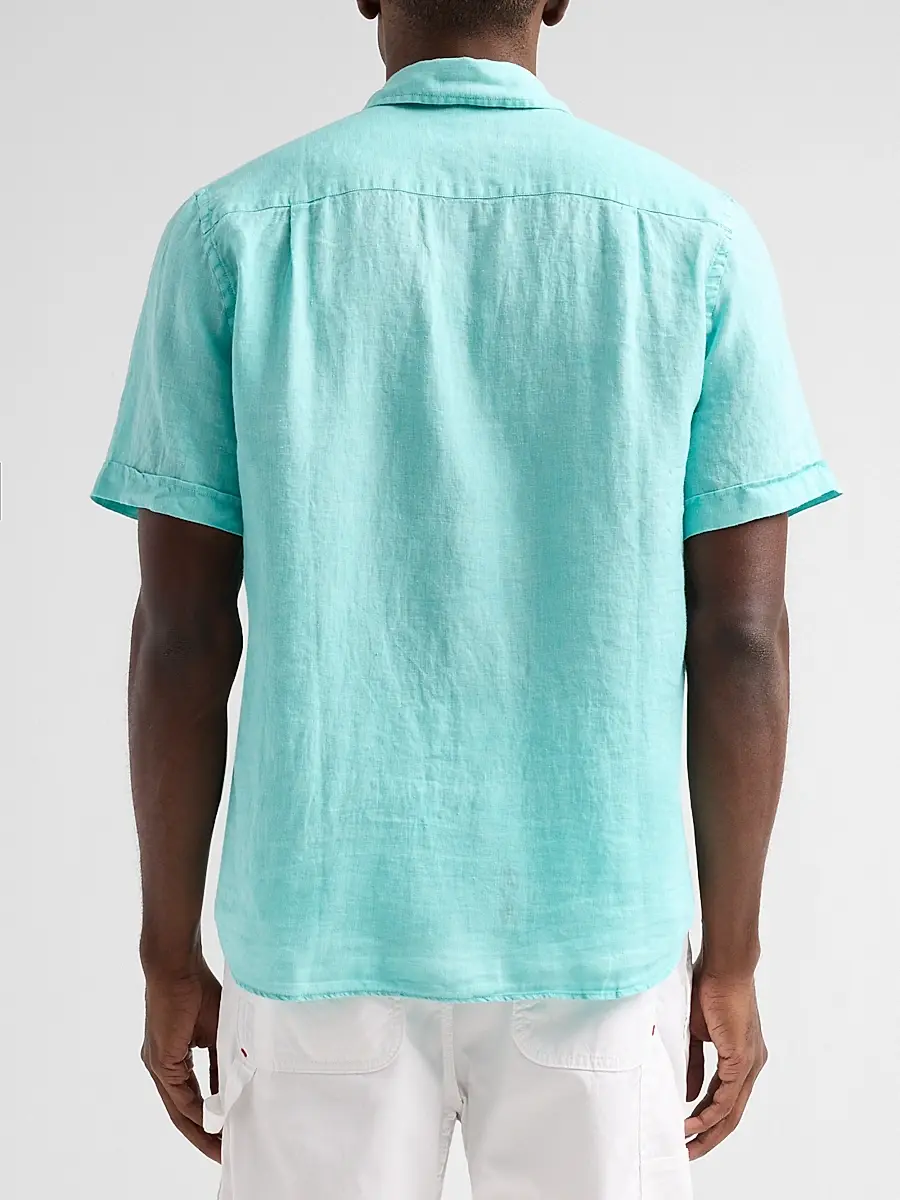 Vilebrequin Men's Mineral-Dye Linen Short-Sleeve Shirt | Thumbnail 3 Vilebrequin Men's Mineral-Dye Linen Short-Sleeve Shirt | Thumbnail 3