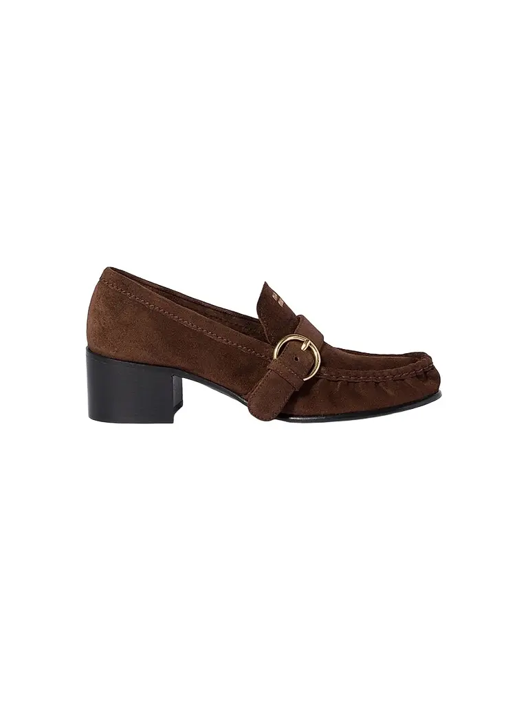 Miu Miu Women's Suede Loafers with Buckle - Brown | Image 1 Miu Miu Women's Suede Loafers with Buckle - Brown | Image 1
