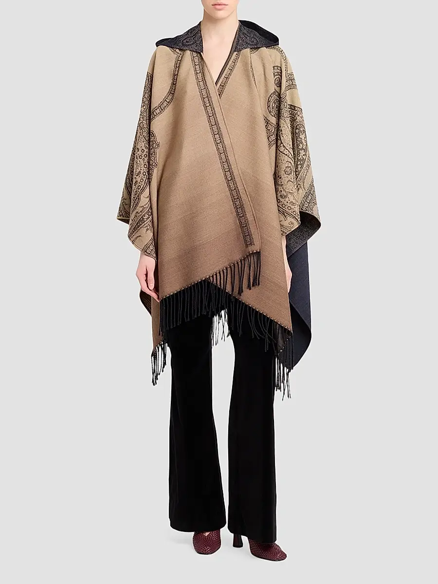 Etro Women's Printed Wool Fringe Cape | Thumbnail 2 Etro Women's Printed Wool Fringe Cape | Thumbnail 2