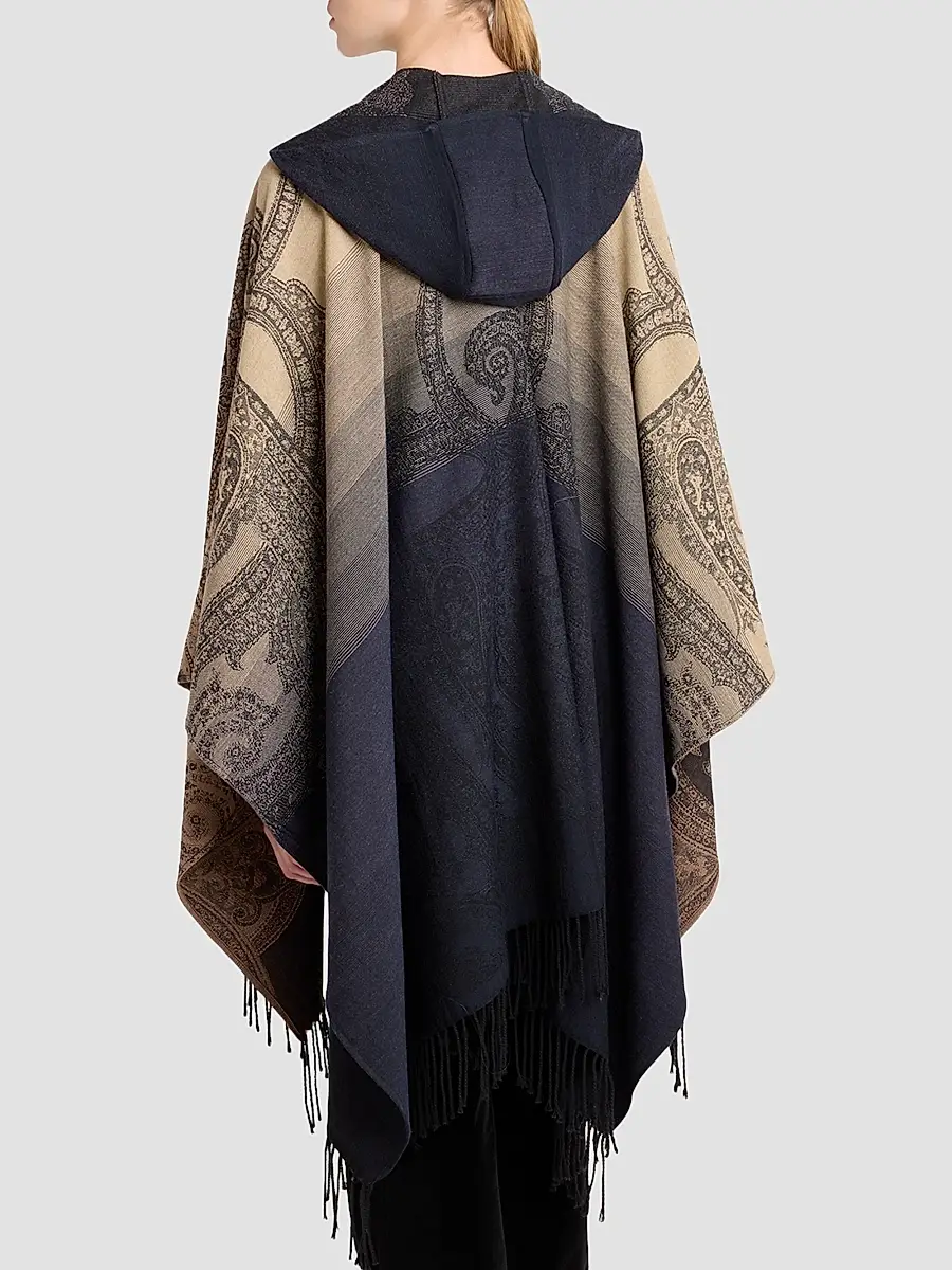 Etro Women's Printed Wool Fringe Cape | Thumbnail 3 Etro Women's Printed Wool Fringe Cape | Thumbnail 3