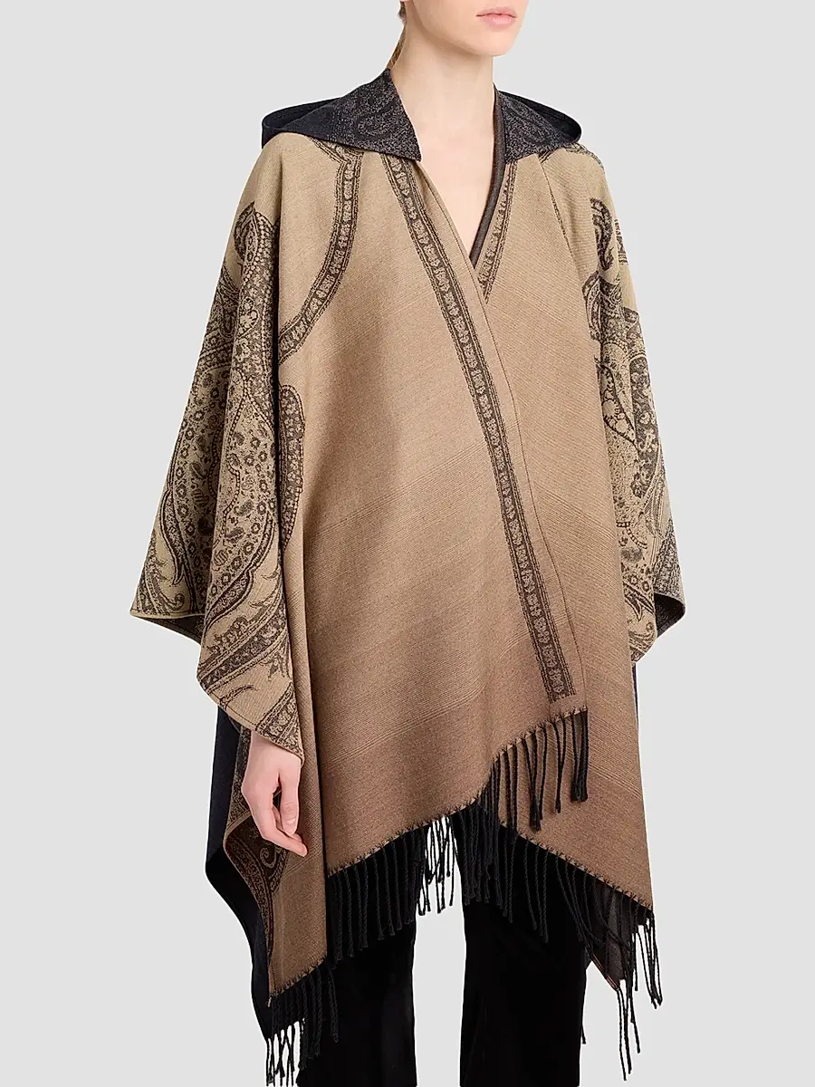 Etro Women's Printed Wool Fringe Cape | Thumbnail 4 Etro Women's Printed Wool Fringe Cape | Thumbnail 4