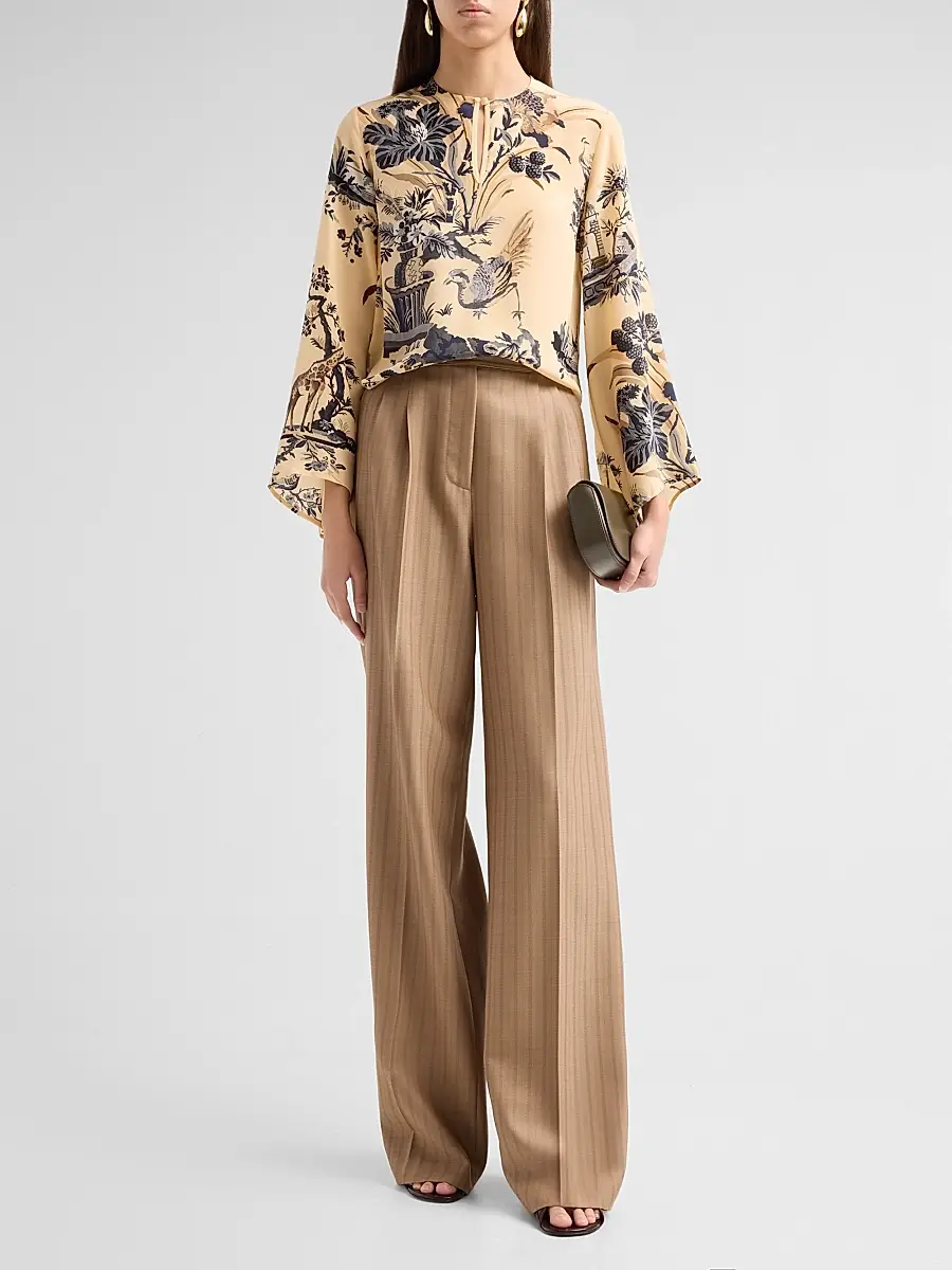 Etro Women's Grid Wool Straight Trousers | Thumbnail 2 Etro Women's Grid Wool Straight Trousers | Thumbnail 2