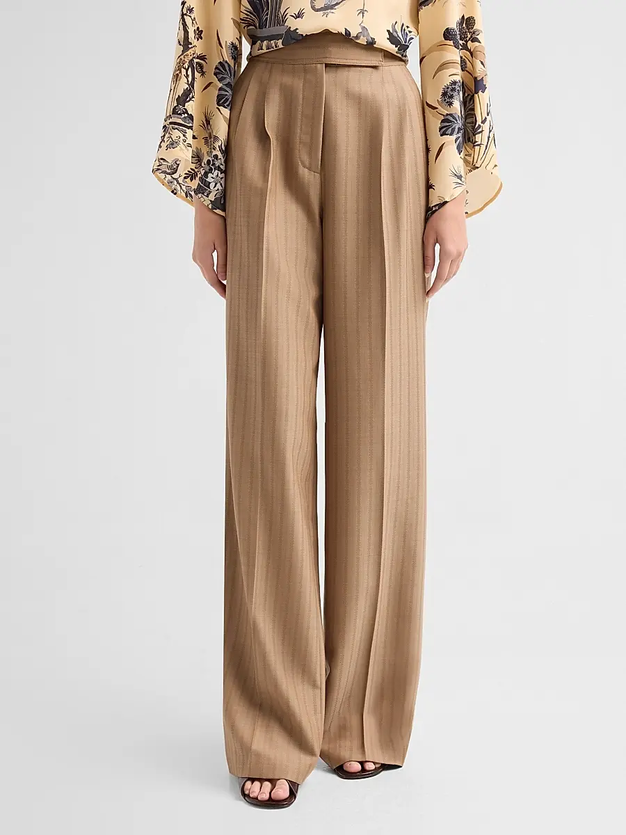 Etro Women's Grid Wool Straight Trousers | Thumbnail 4 Etro Women's Grid Wool Straight Trousers | Thumbnail 4