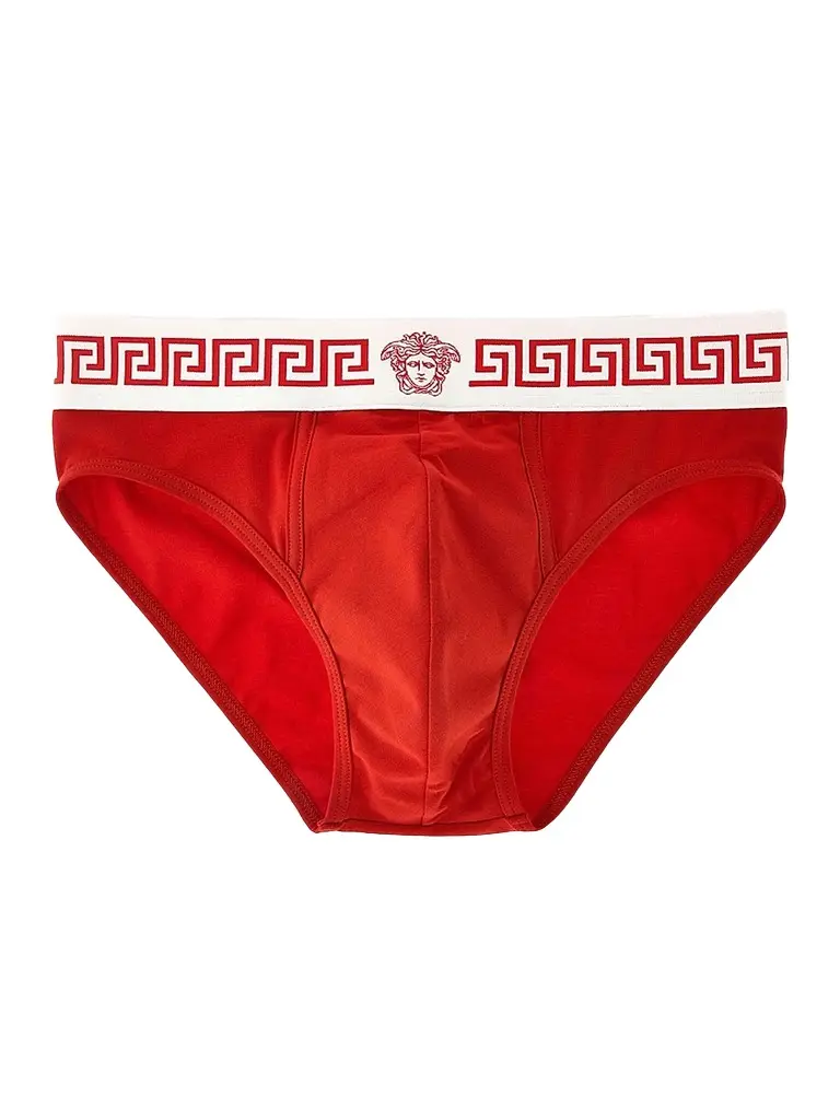 Versace Men's Medusa Head Greco-Trim Jersey Brief - Rosso Bianco Rosso - Size XXL | Image 1 Versace Men's Medusa Head Greco-Trim Jersey Brief - Rosso Bianco Rosso - Size XXL | Image 1