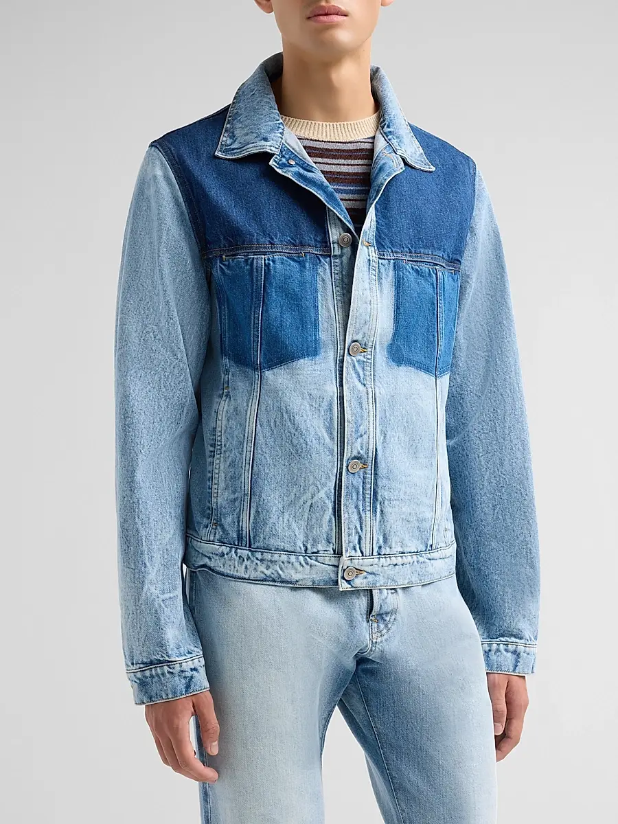 Maison Margiela Men's Contrast Panel Denim Trucker Jacket | Thumbnail 4 Maison Margiela Men's Contrast Panel Denim Trucker Jacket | Thumbnail 4