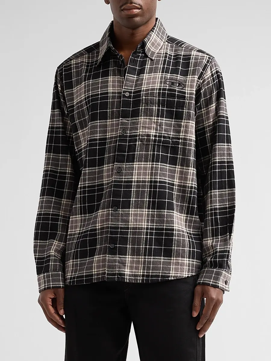 Diesel Men's Simply Plaid Flannel Shirt | Thumbnail 4 Diesel Men's Simply Plaid Flannel Shirt | Thumbnail 4