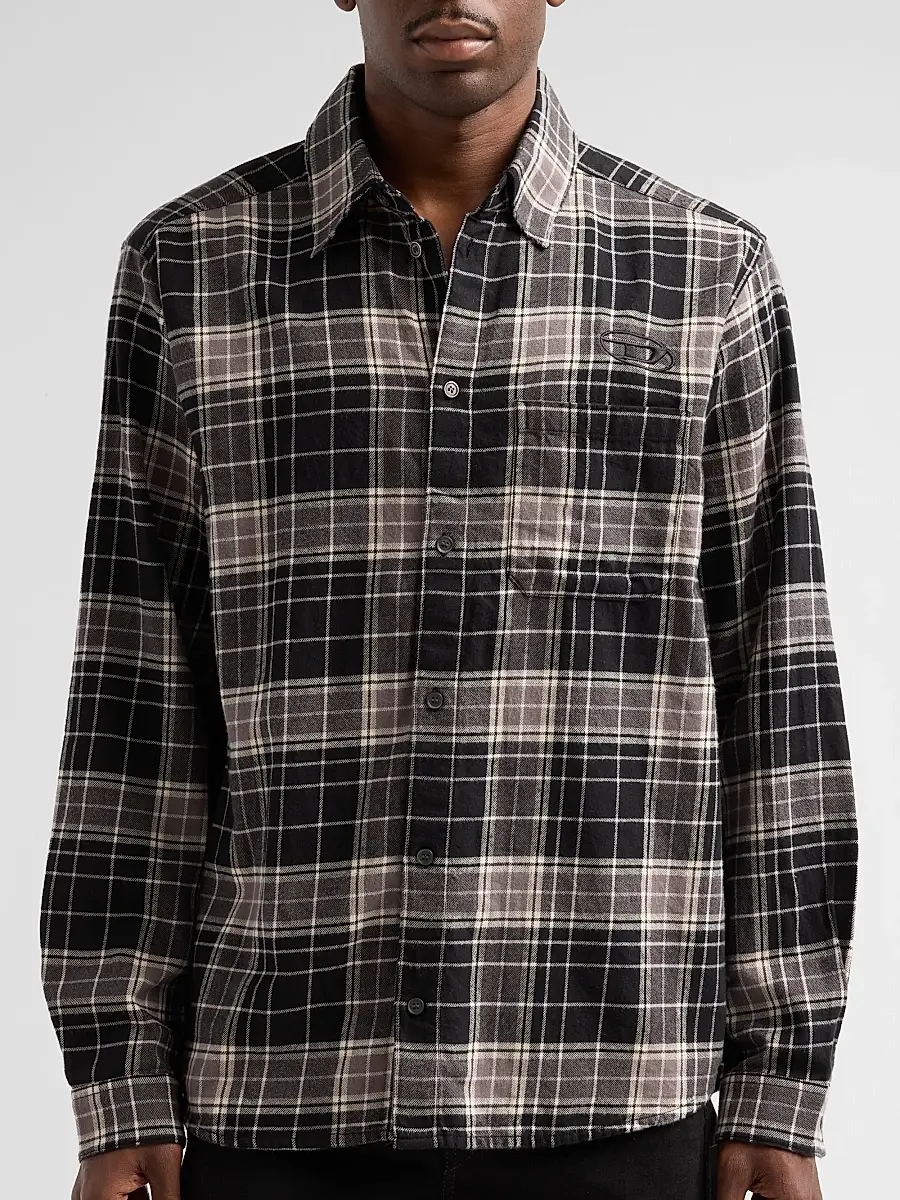 Diesel Men's Simply Plaid Flannel Shirt | Thumbnail 5 Diesel Men's Simply Plaid Flannel Shirt | Thumbnail 5