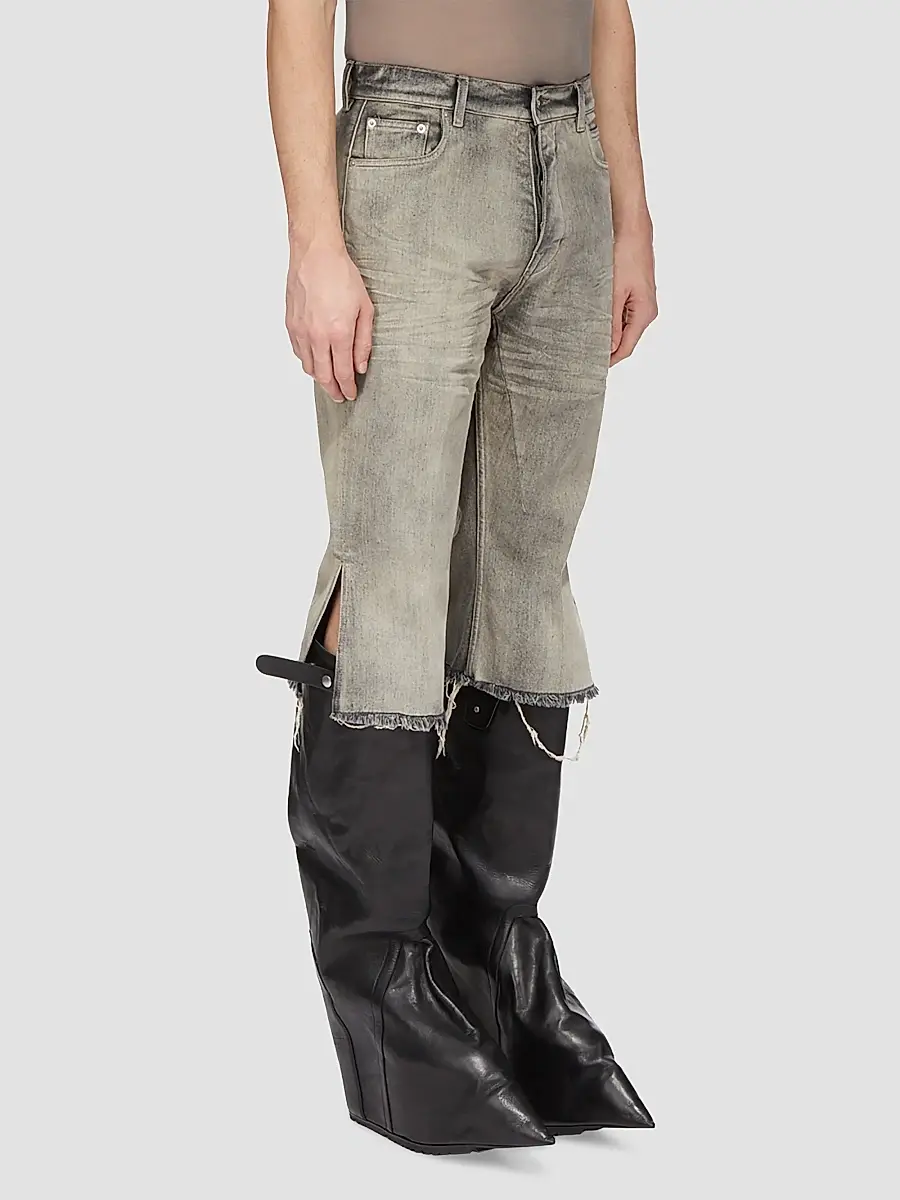 Rick Owens Men's Bolan Cotton Denim Cutoff Shorts | Thumbnail 4
