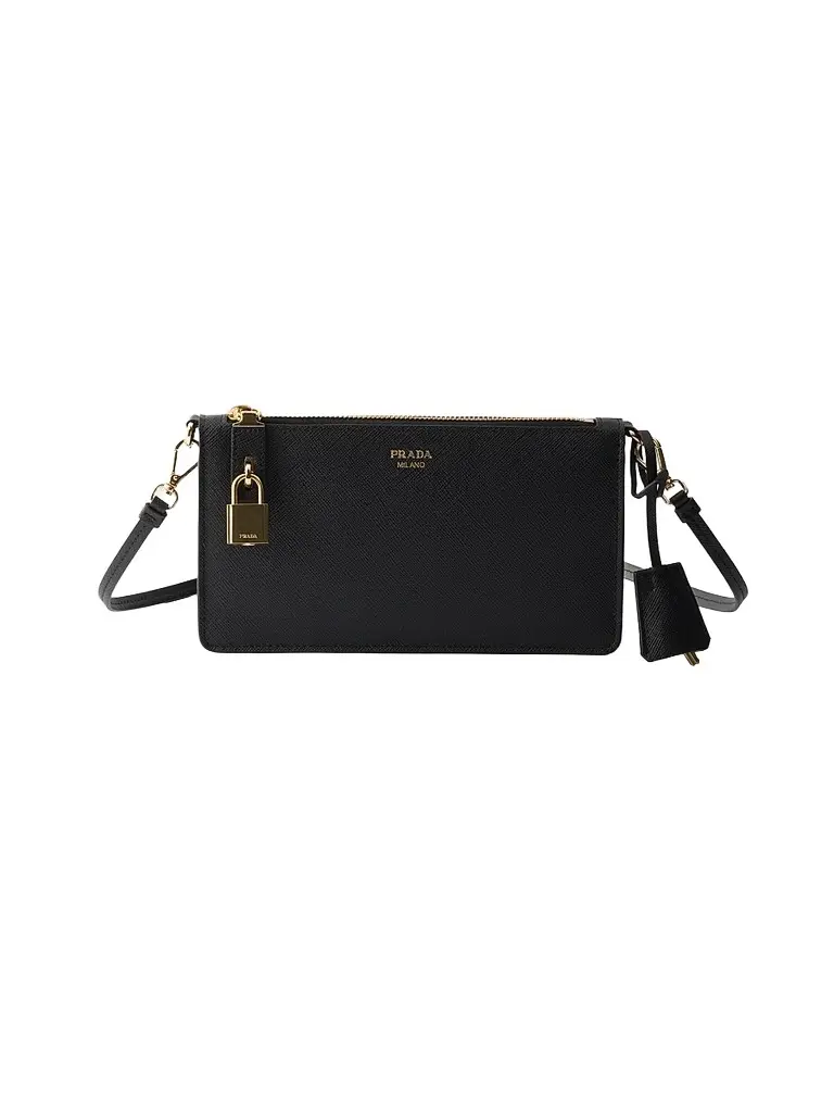 Prada Women's Saffiano Leather Smartphone Pouch - Black | Image 1 Prada Women's Saffiano Leather Smartphone Pouch - Black | Image 1