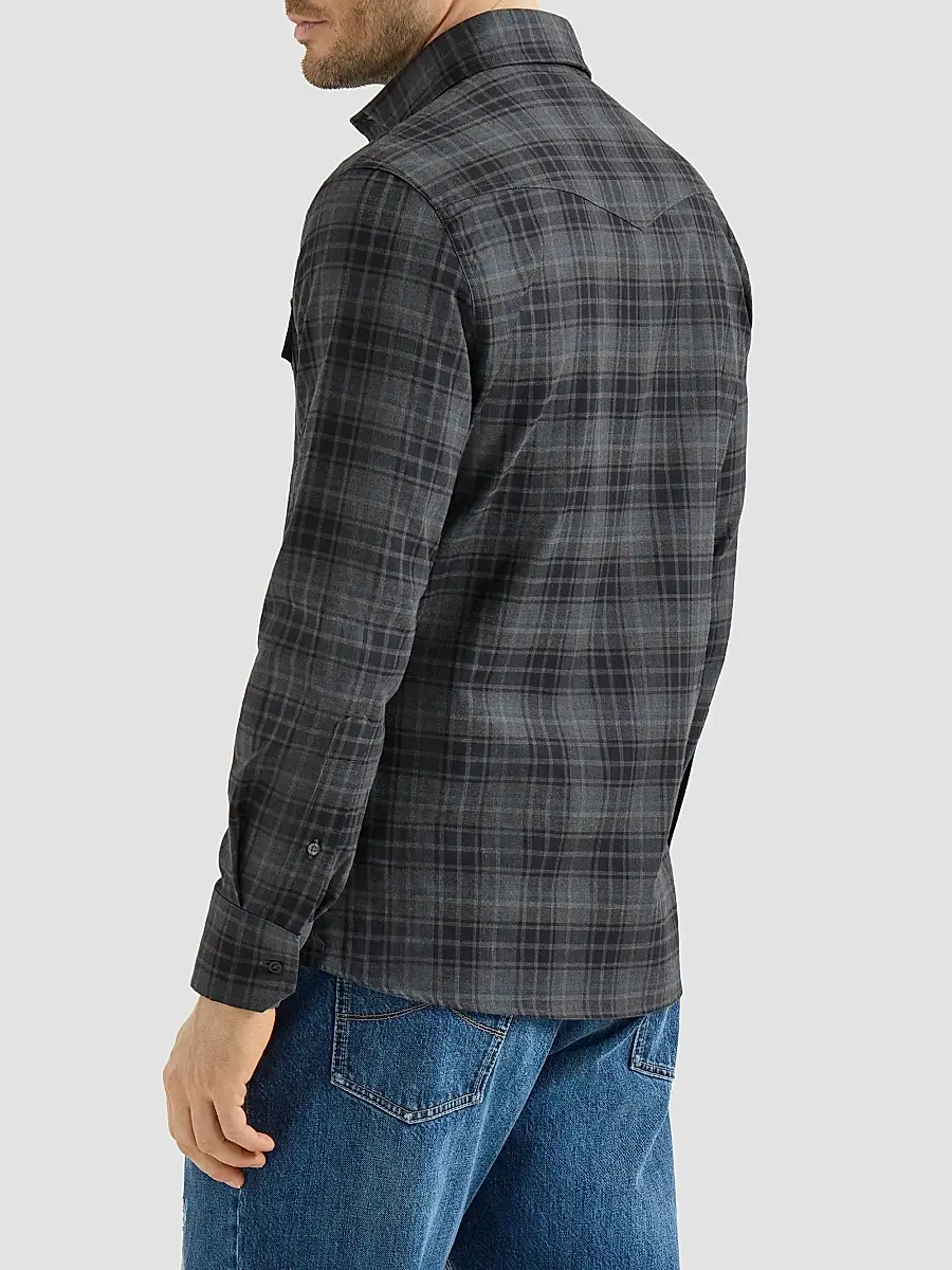 Brunello Cucinelli Men's Cotton Madras Western Shirt | Thumbnail 4