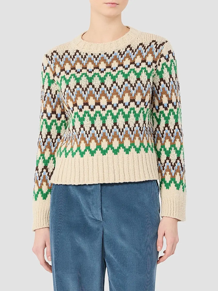 Weekend Max Mara Women's Jacquard Wool and Cashmere Sweater - Green | Thumbnail 3