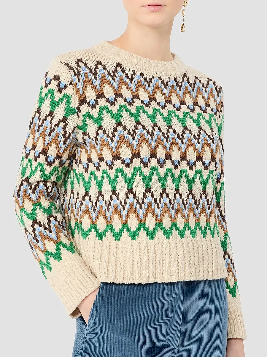 Weekend Max Mara Women's Jacquard Wool and Cashmere Sweater - Green | Thumbnail 5