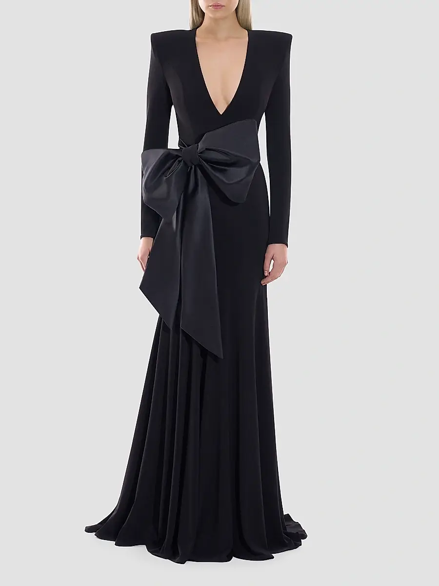 Zhivago Women's Portrait Of A Siren Bow Jersey Gown | Thumbnail 2 Zhivago Women's Portrait Of A Siren Bow Jersey Gown | Thumbnail 2