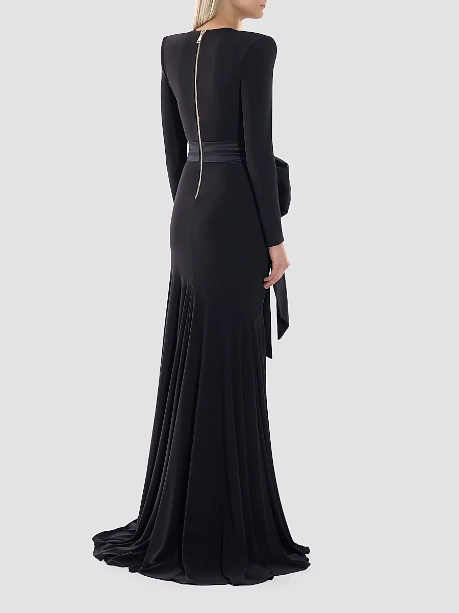 Zhivago Women's Portrait Of A Siren Bow Jersey Gown | Thumbnail 3 Zhivago Women's Portrait Of A Siren Bow Jersey Gown | Thumbnail 3