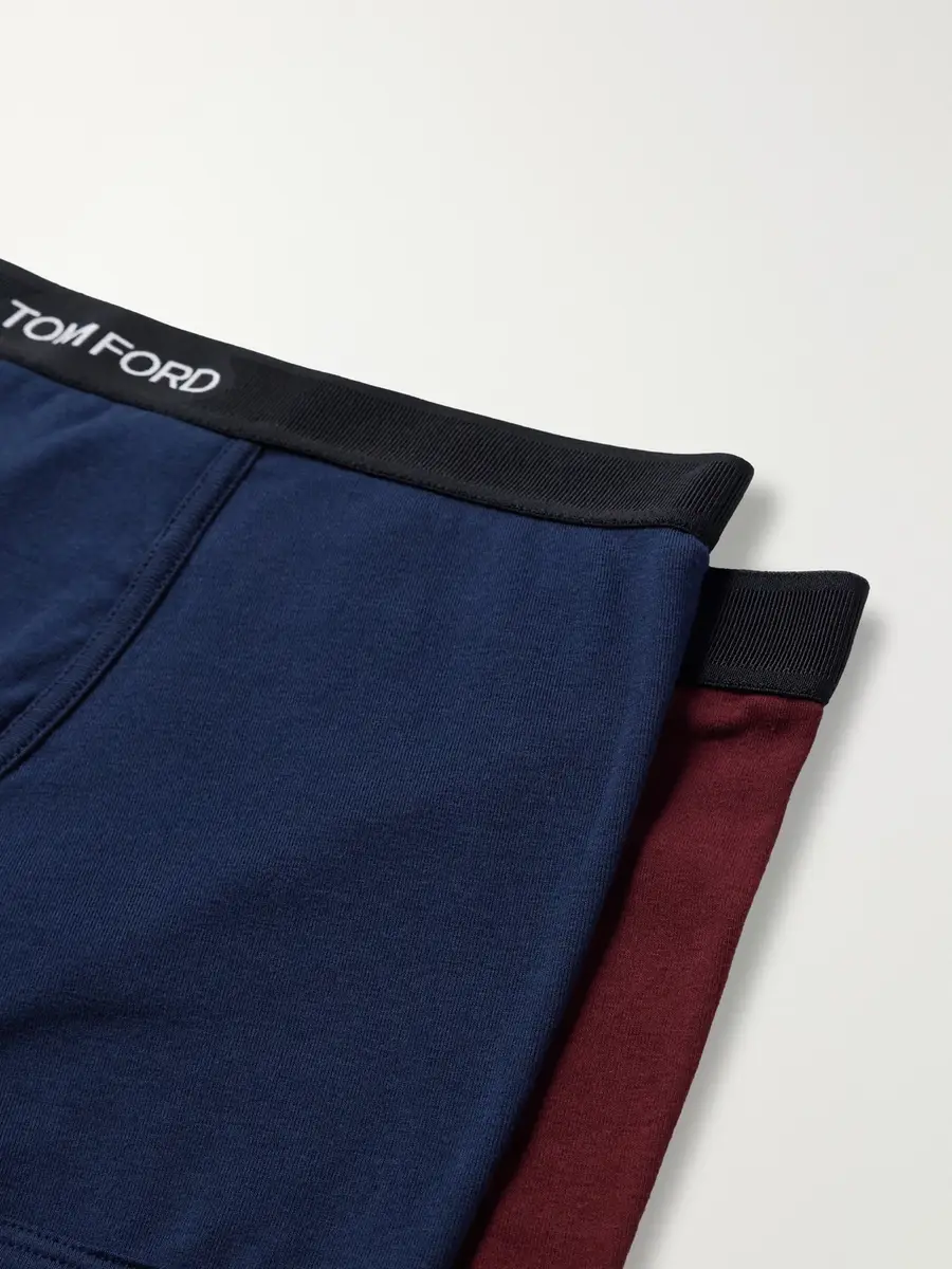 Tom Ford Two Pack Logo-Jacquard Waistband Cotton-Stretch Jersey Boxer Briefs - Men | Thumbnail 2