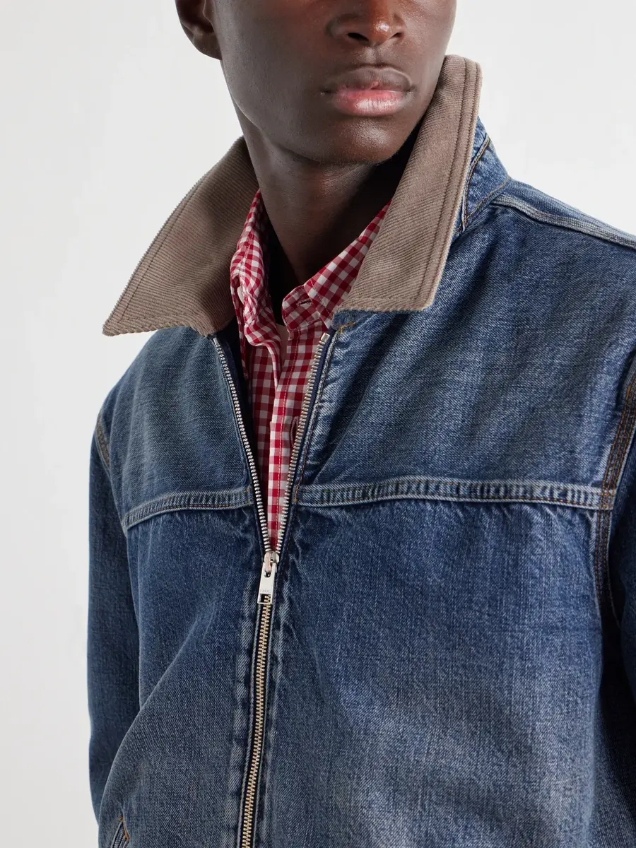 Frame Corduroy Trimmed Cotton and Lyocell-blend Denim Jacket - Men | Thumbnail 5