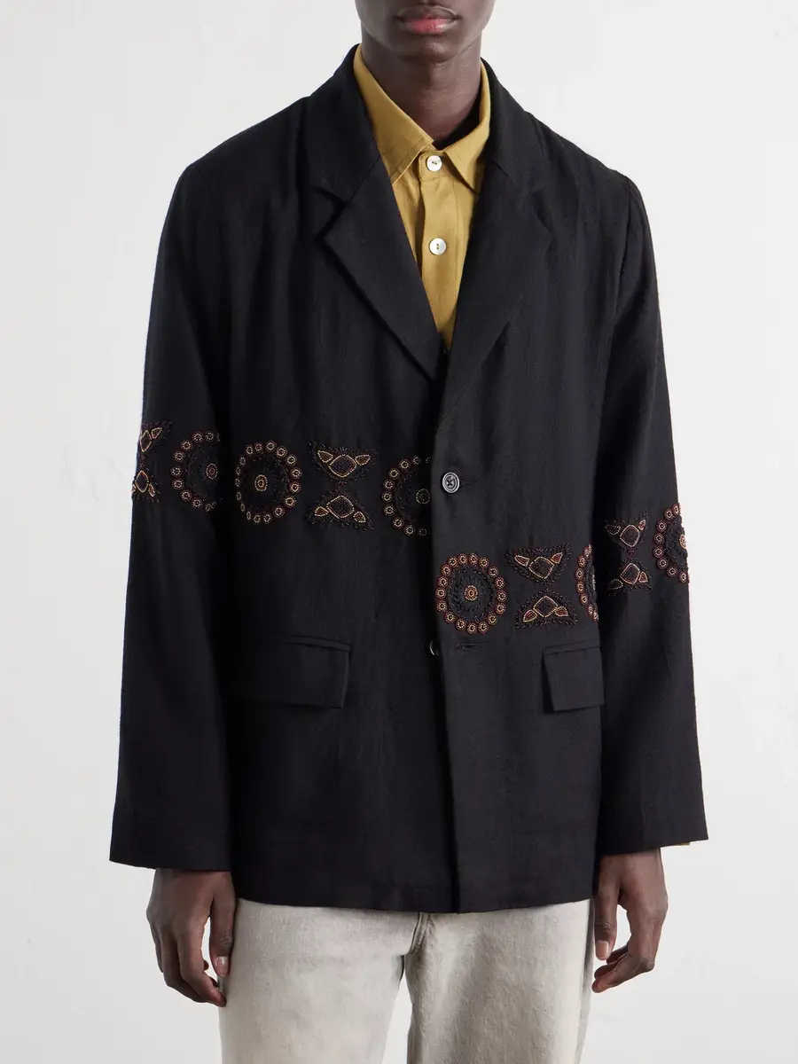 Kartik Research Embroidered Wool Blazer - Men | Thumbnail 3