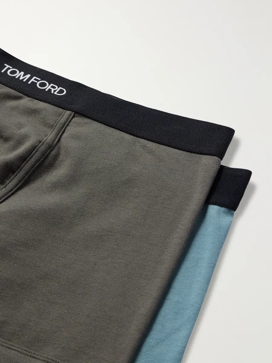 Tom Ford Two Pack Logo-Jacquard Waistband Cotton-Stretch Jersey Boxer Briefs - Men | Thumbnail 2