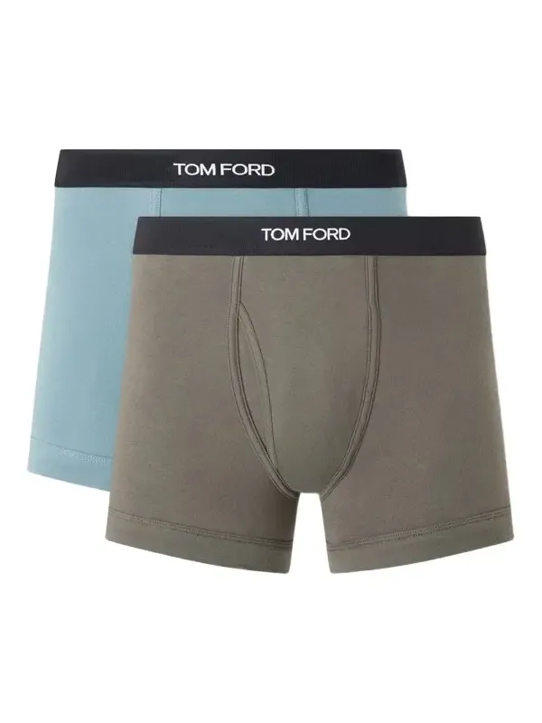 Tom Ford Two Pack Logo-Jacquard Waistband Cotton-Stretch Jersey Boxer Briefs - Men