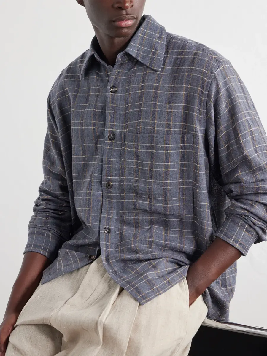 Kartik Research Checked Cotton and Silk-Blend Shirt - Men | Thumbnail 5