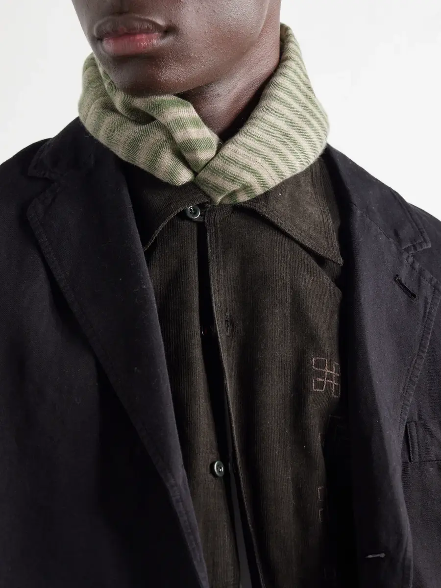 Kardo Embroidered Striped Cashmere Scarf - Men | Thumbnail 3 Kardo Embroidered Striped Cashmere Scarf - Men | Thumbnail 3