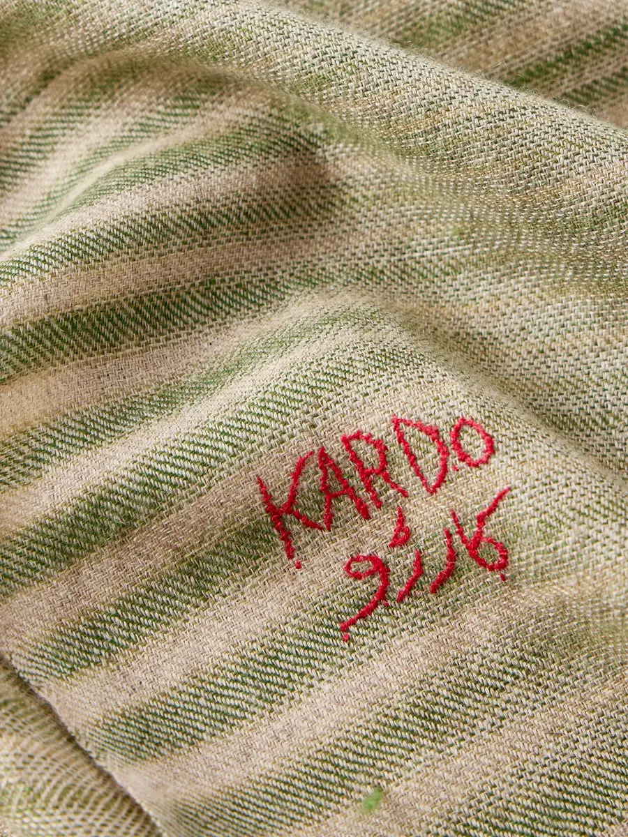 Kardo Embroidered Striped Cashmere Scarf - Men | Thumbnail 4 Kardo Embroidered Striped Cashmere Scarf - Men | Thumbnail 4