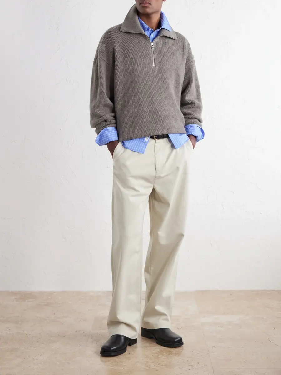 Frame Wide-Leg Cotton-Twill Trousers - Men | Thumbnail 2 Frame Wide-Leg Cotton-Twill Trousers - Men | Thumbnail 2