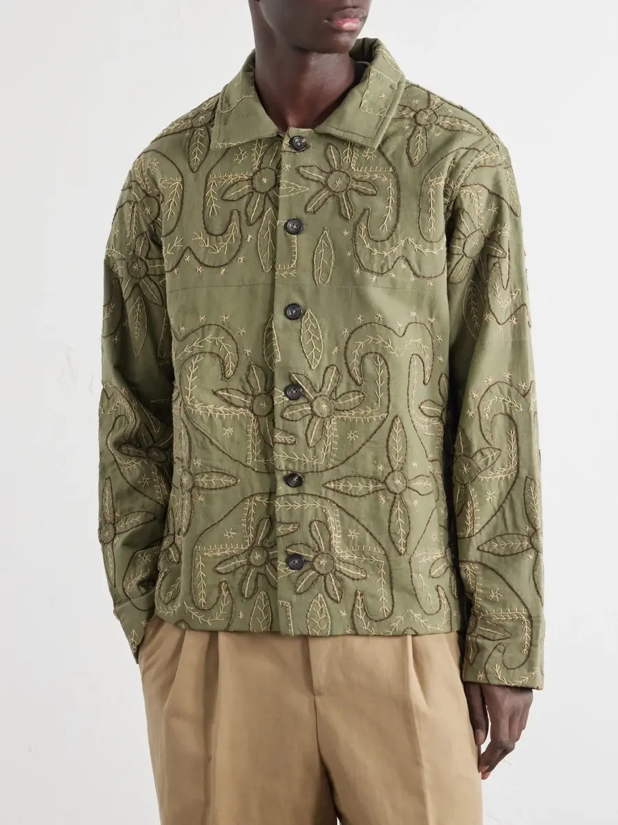 Kartik Research Godhadi Embroidered Cotton-Canvas Blouson Jacket - Men | Thumbnail 3