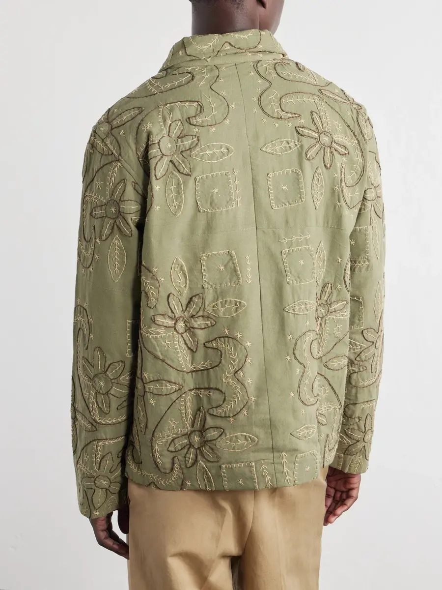 Kartik Research Godhadi Embroidered Cotton-Canvas Blouson Jacket - Men | Thumbnail 4