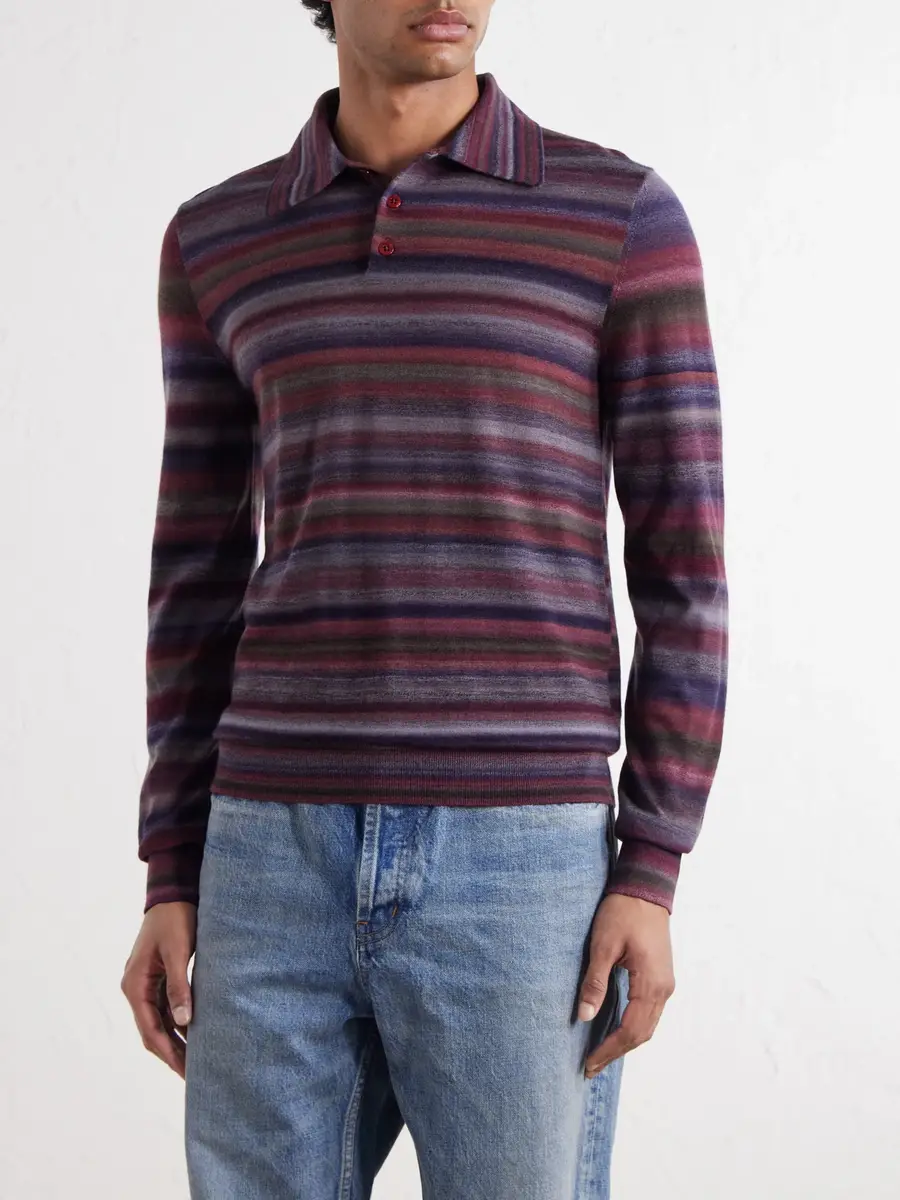 Dolce & Gabbana Striped Wool Polo Shirt - Men | Thumbnail 3 Dolce & Gabbana Striped Wool Polo Shirt - Men | Thumbnail 3