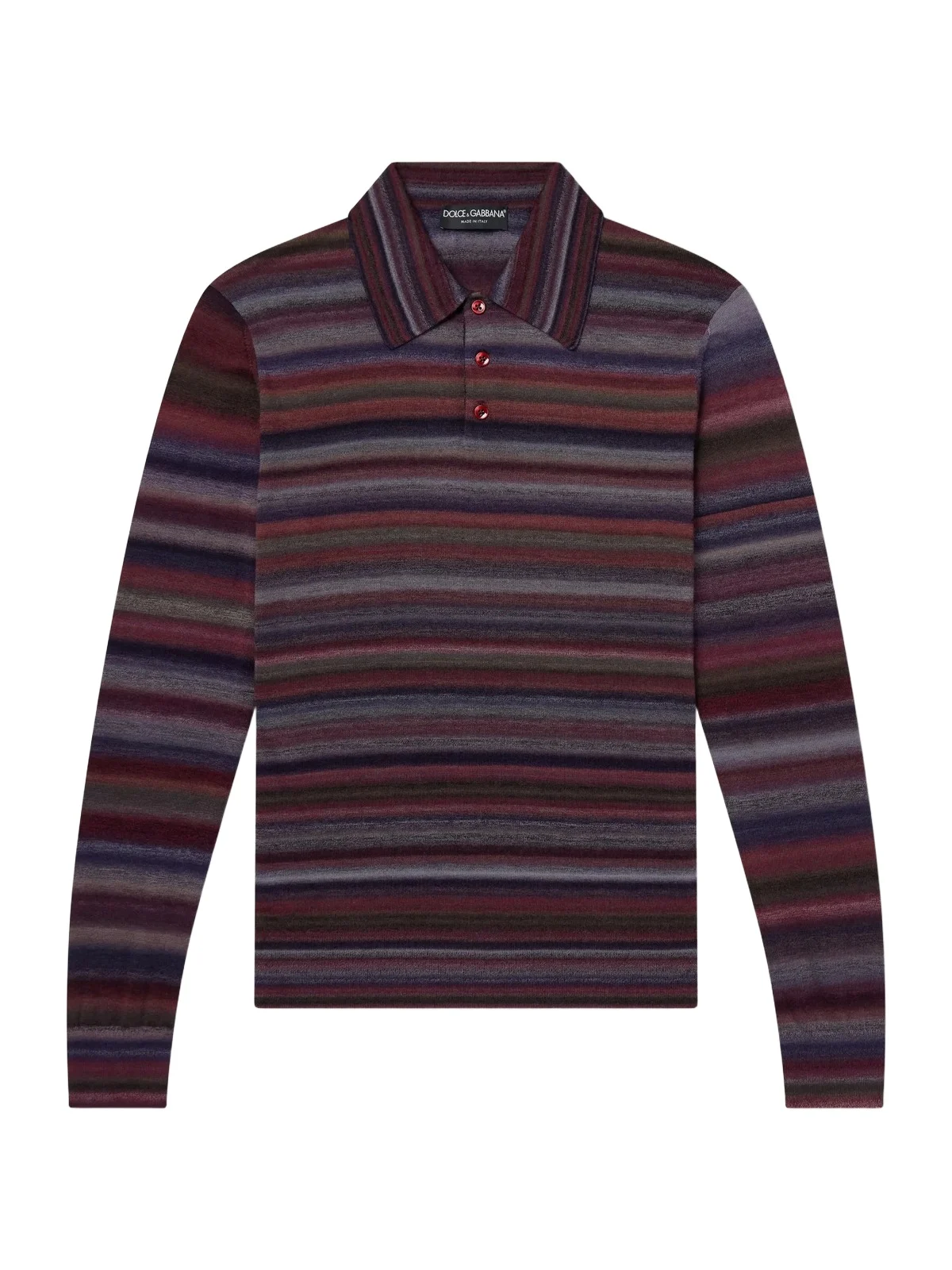 Striped Wool Polo Shirt - Men Striped Wool Polo Shirt - Men