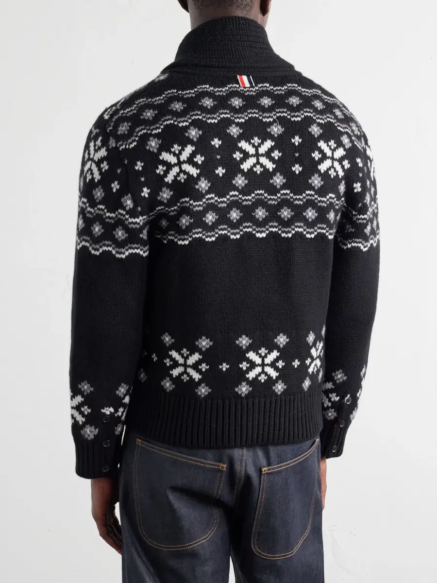 Thom Browne Shawl-Collar Jacquard-Knitted Cashmere Cardigan - Men | Thumbnail 4 Thom Browne Shawl-Collar Jacquard-Knitted Cashmere Cardigan - Men | Thumbnail 4