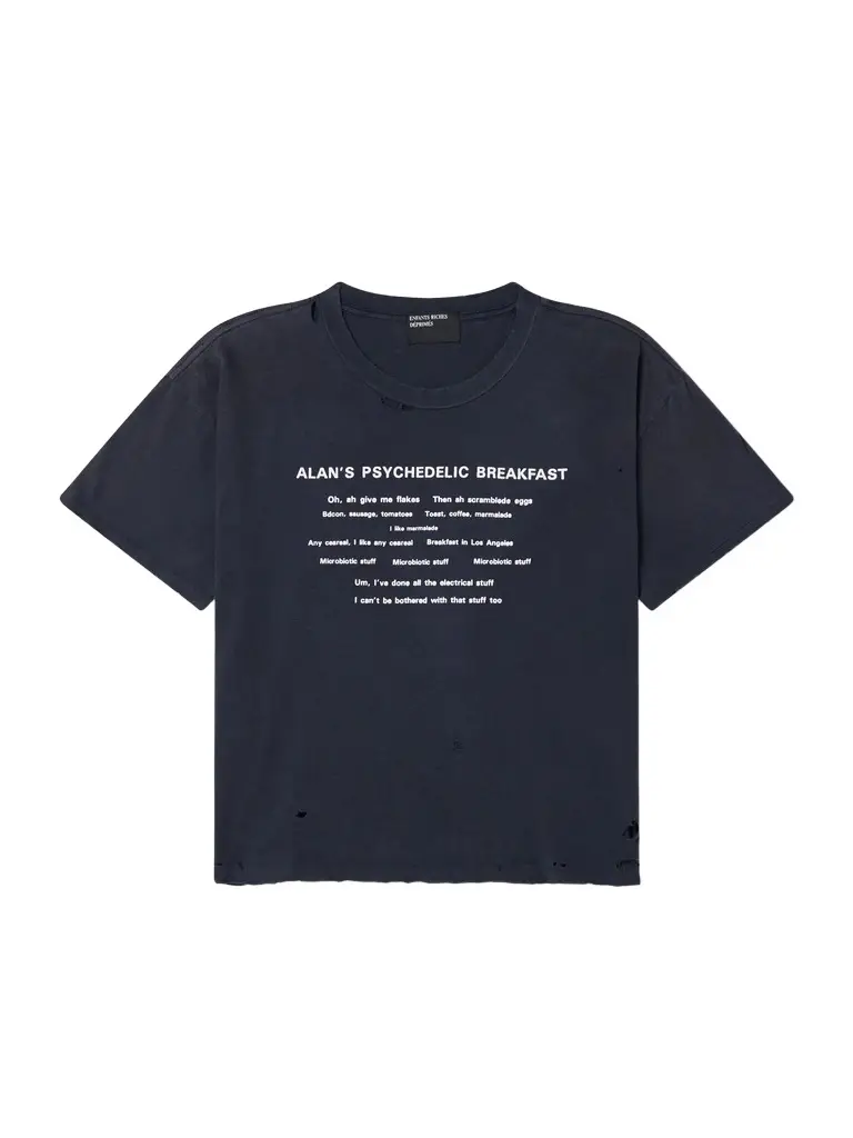 Enfants Riches Déprimés Alan's Breakfast Printed Distressed Cotton-Jersey T-Shirt - Men | Image 1 Enfants Riches Déprimés Alan's Breakfast Printed Distressed Cotton-Jersey T-Shirt - Men | Image 1