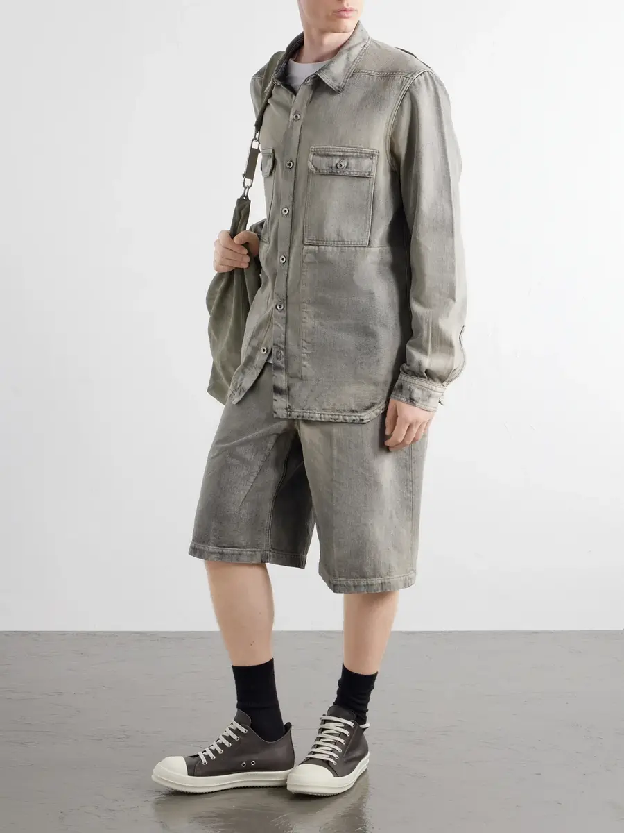 DRKSHDW by Rick Owens Washed-Denim Overshirt - Men | Thumbnail 2 DRKSHDW by Rick Owens Washed-Denim Overshirt - Men | Thumbnail 2