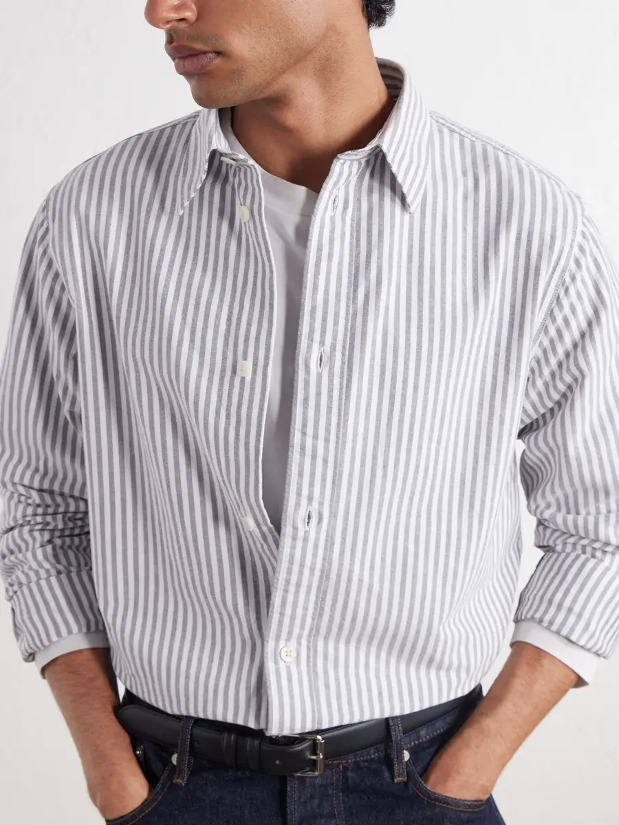 NN07 Colby 5910 Button-Down Collar Striped Organic-Cotton Oxford Shirt - Men | Thumbnail 5