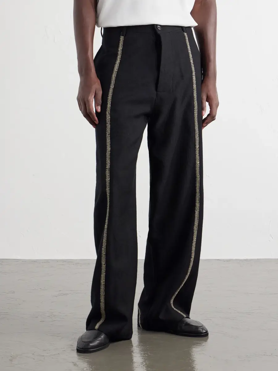 Kartik Research Sultan Straight-Leg Embroidered Wool Trousers - Men | Thumbnail 3 Kartik Research Sultan Straight-Leg Embroidered Wool Trousers - Men | Thumbnail 3