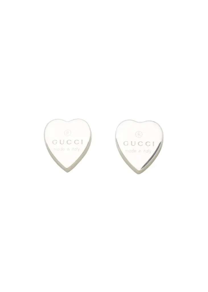 Gucci Engraved Heart Trademark Earrings | Image 1 Gucci Engraved Heart Trademark Earrings | Image 1