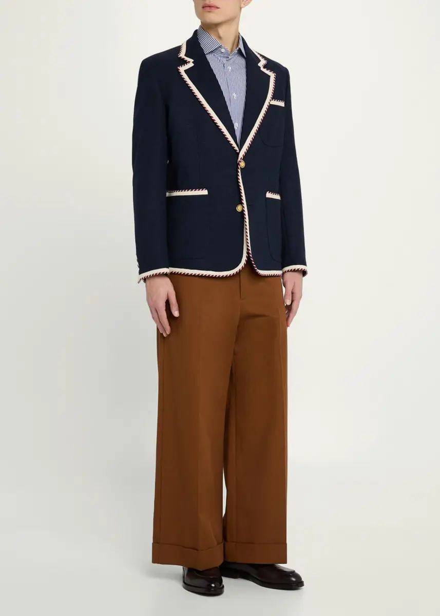 Valentino Garavani Men's VLogo Contrast-Trim Blazer | Thumbnail 2