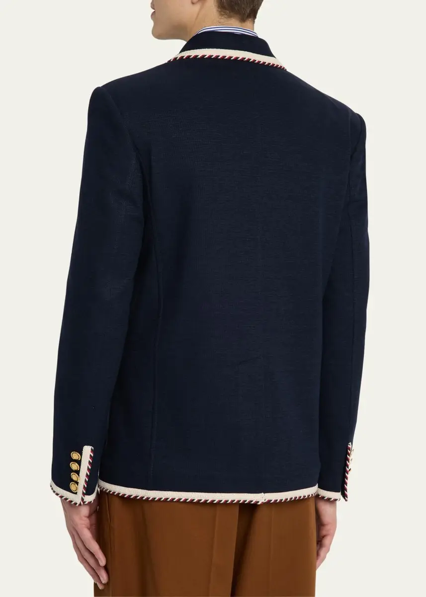 Valentino Garavani Men's VLogo Contrast-Trim Blazer | Thumbnail 3
