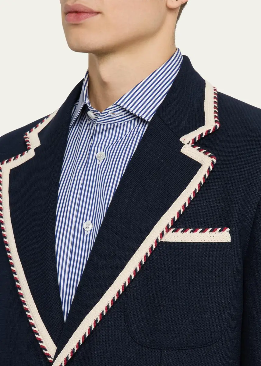 Valentino Garavani Men's VLogo Contrast-Trim Blazer | Thumbnail 5